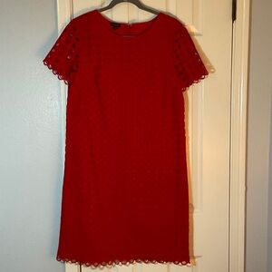 Talbots Red Eyelet Dress size 10, lined, short sleeve